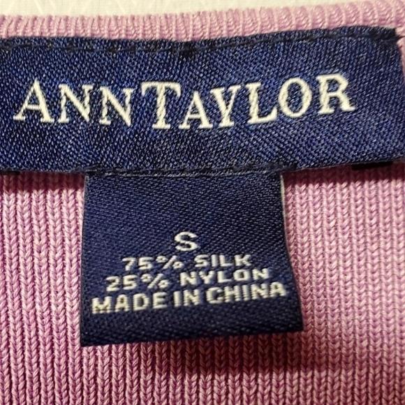Ann Taylor Lavender Silk Button-up Cardigan Sweater - Picture 3 of 5